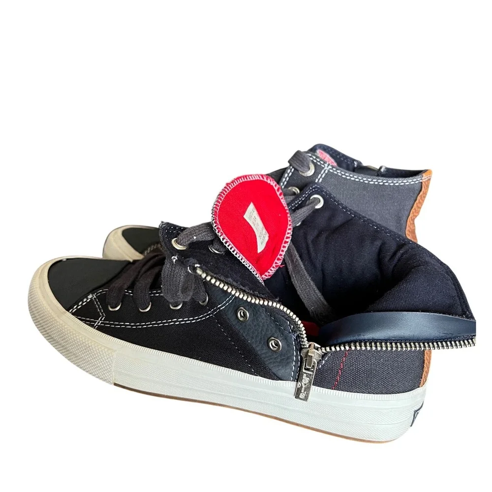 Levi's Hi Top Sneakers Canvas Lace Up Zipper Accent‎ Casual Mens Size 8